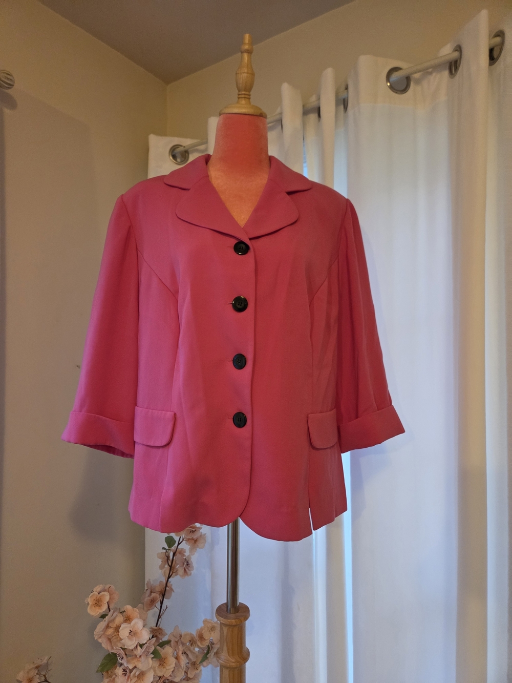 Dana Kay Hot Pink Button-Front Blazer